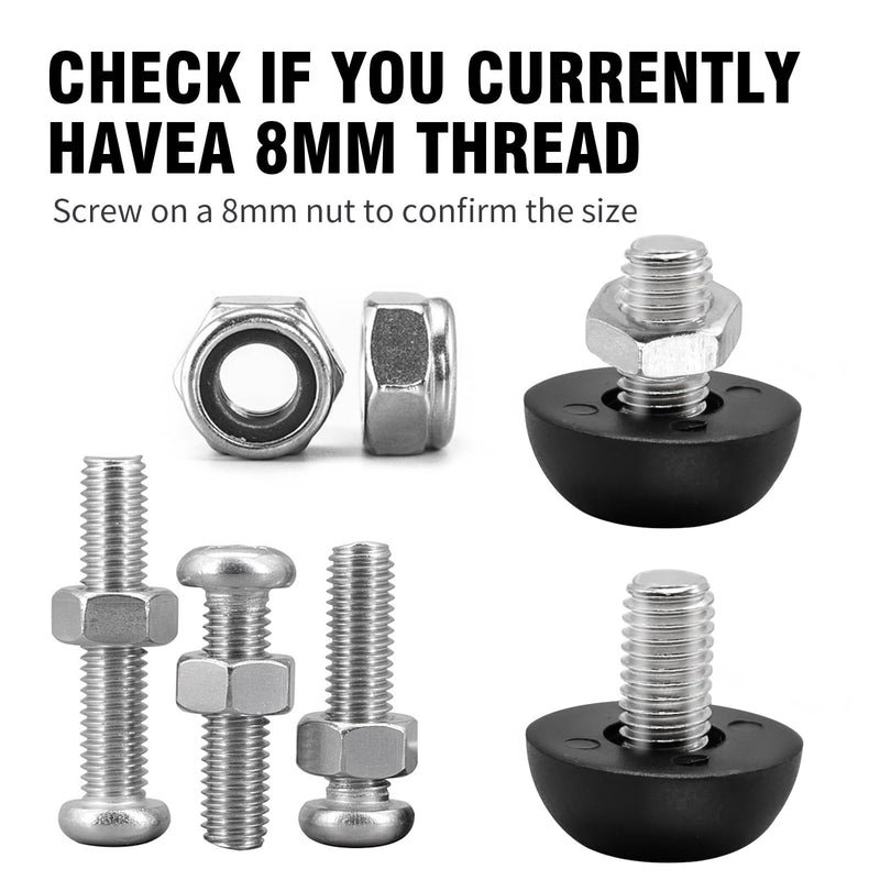 24 PCS 8mm x 1.25 M8 Project Adjustable Outdoor Furniture Leg Levelers, Screw in Leg Levelers Replacement Outdoor Patio, Stainless Steel Screw-in Patio Furniture Leveling Feet 24pcs