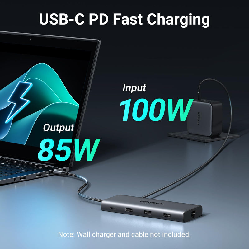 UGREEN USB C Docking Station Dual Monitor, 10-in-1 Laptop Dock with 2 HDMI | 2x HDMI, Single 8K, 100W PD, 1Gbps Ethernet, 4x 5Gbps USB-A/C Data, SD/TF, Revodok Pro Aluminum USB-C Dock for Dell/HP/Lenovo