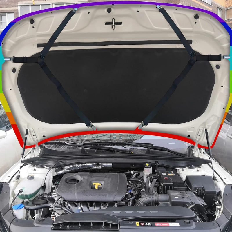 Rainbow Hood Cover Flag - 63x51 IN Funny Pride Decorations Hood Cover Flag for LGBTQ Car Decorations, Car Bonnet Banner with 2 Pack Adjustable Triangular Fasteners