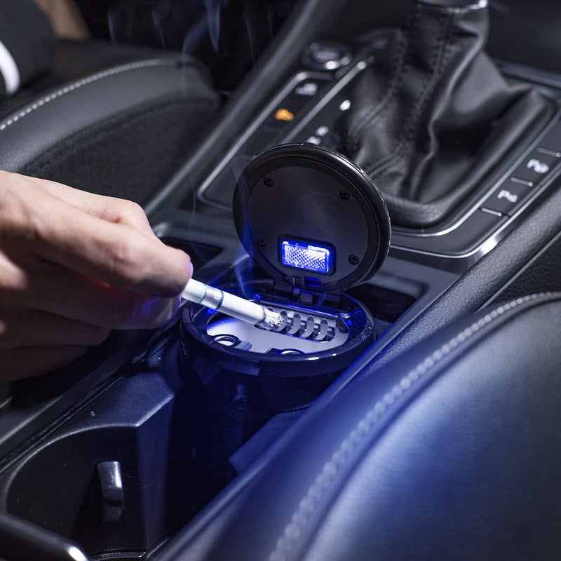 Car Mini Ashtray with Lid Easy Clean Up Detachable Auto Ashtray for Most Car Cup Holder Home Office Black 2