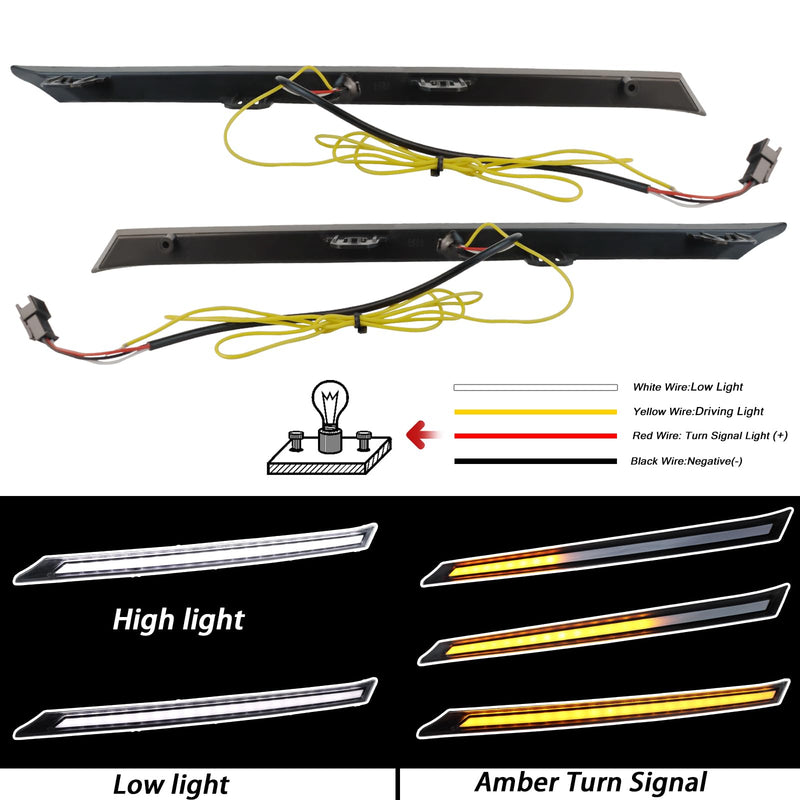 BINGIGOO 2PCS Grille Lights LED Bar Front Sequential Switchback LED Daytime Running Lights Compatible with Toyota RAV4 2019-2023 Sequential Amber Turn Signal light (Clear) Clear