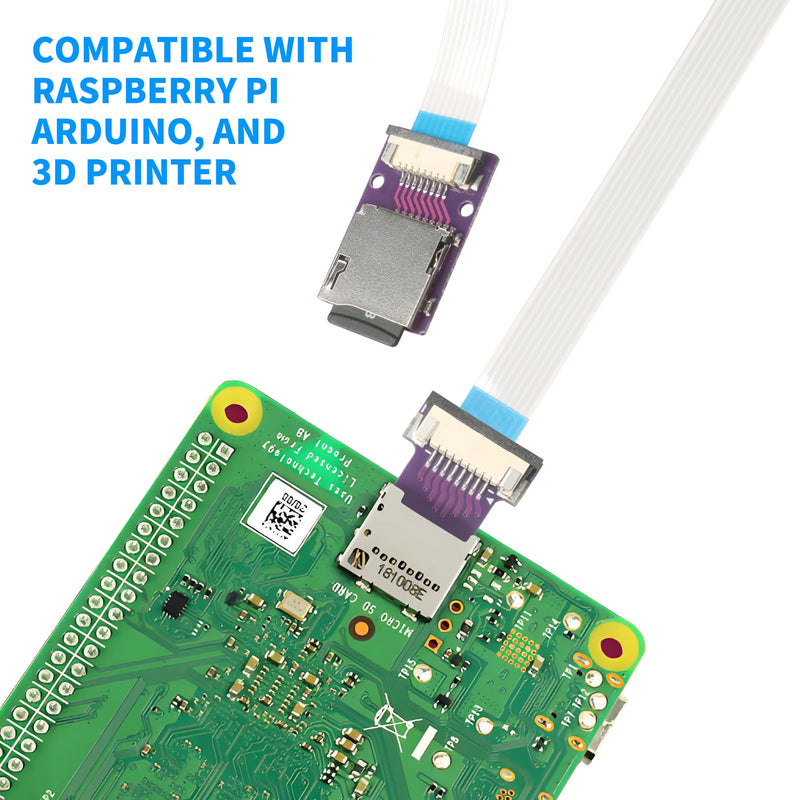 30cm /11.8 in Micro SD Flexible Extension Cable Adapter, 2Pack | Cables with Stable Signal, Compatible with Raspberry Pi, Arduino, and 3D Printers