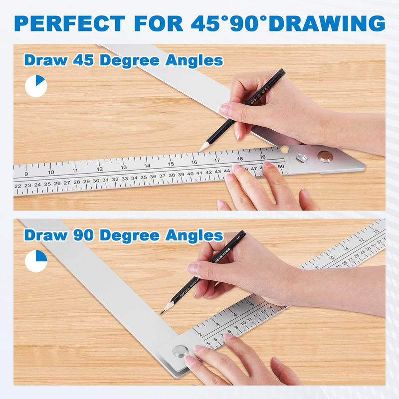 Folding Triangle Ruler 23.4inchs, Aluminum Framing Square Carpentry Squares Construction Framing Tool Collapsible Square Right Angle Ruler 23.4inch