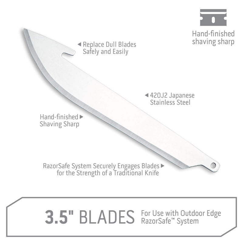Outdoor Edge 3.5" RazorSafe Replacement Sharp-Point Knife Blades, 24 Piece Value Pack 3.5" Drop-Point