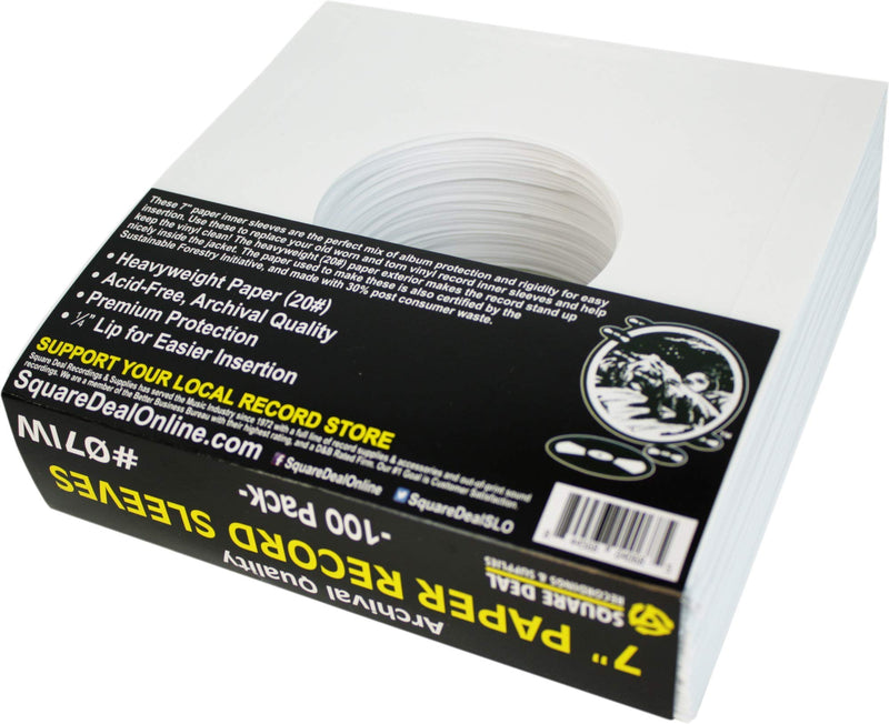 (200) Archival Quality Acid-Free Heavyweight Paper Inner Sleeves for 7" Vinyl Records #07IW 200