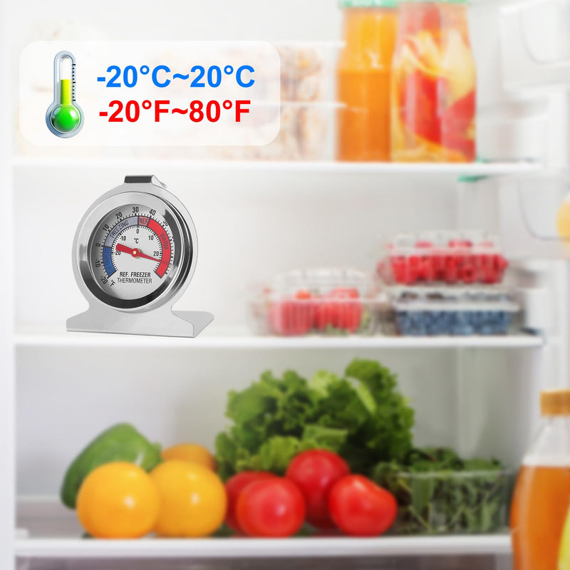 12Pcs Refrigerator Thermometer -30~30°C/-20~80°F Fridge Analog Freezer Thermometer Stainless Steel Large Dial Temperature Gauge for Home, Kitchen, Restaurants Refrigerator 12PCS