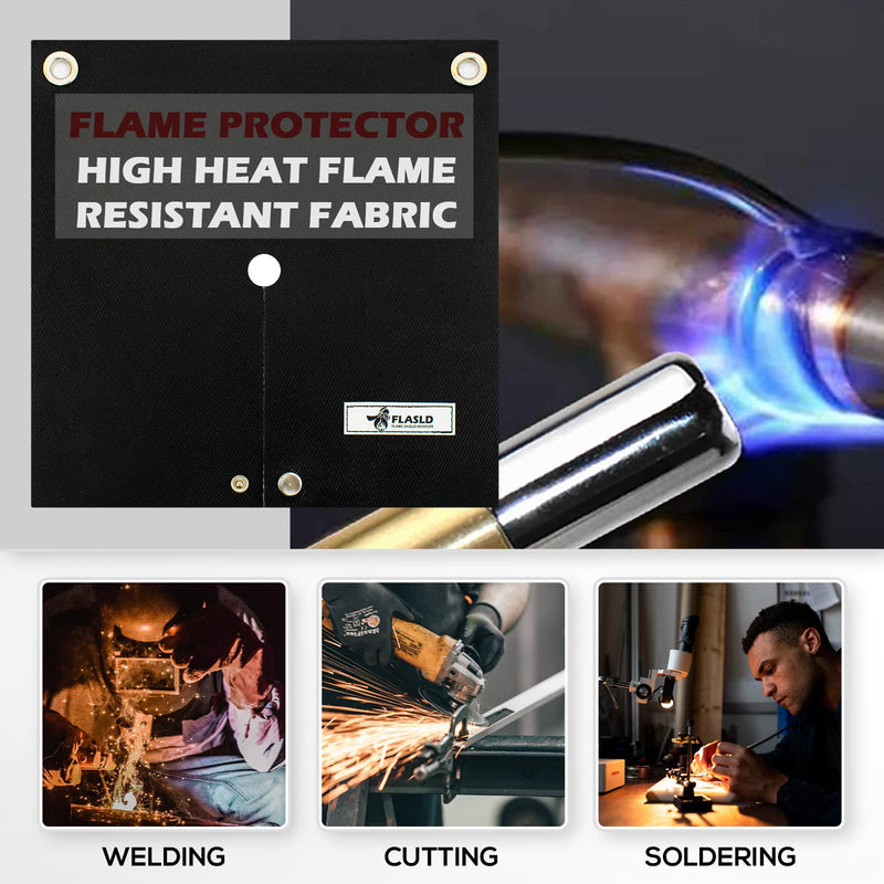 FLASLD Welding Blanket & Heat Shield Mat for Soldering Copper Pipe, 12''x12'' Flame Protector Pad Plumbing Hole Propane Torch (1 Pack) 1 Pack