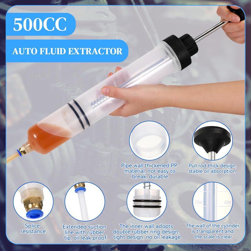 Gisafai 500cc Fluid Extractor Automotive Pump Manual Oil Extractor Pump Syringe for Gasoline Hand Cleaner for Power Steering, Hydraulic Fluid(Black) Black