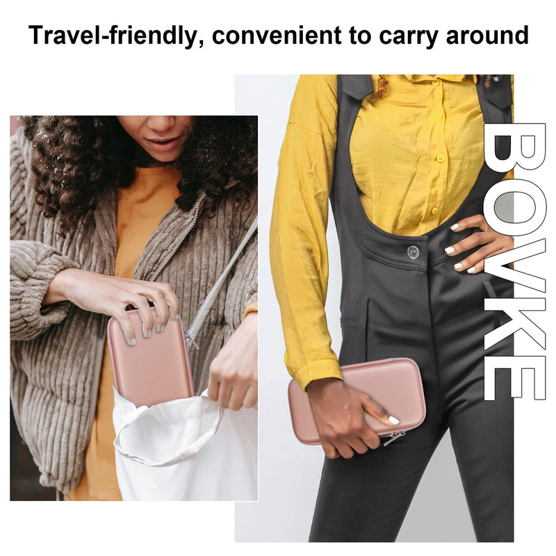 BOVKE Carrying Case for Polaroid Hi-Print 2nd Generation Bluetooth Connected 2x3 Pocket Photo Dye-Sub Printer, Mesh Pocket for Polaroid Hi-Print Paper - 2x3 Paper Cartridges and Cables, Rosegold