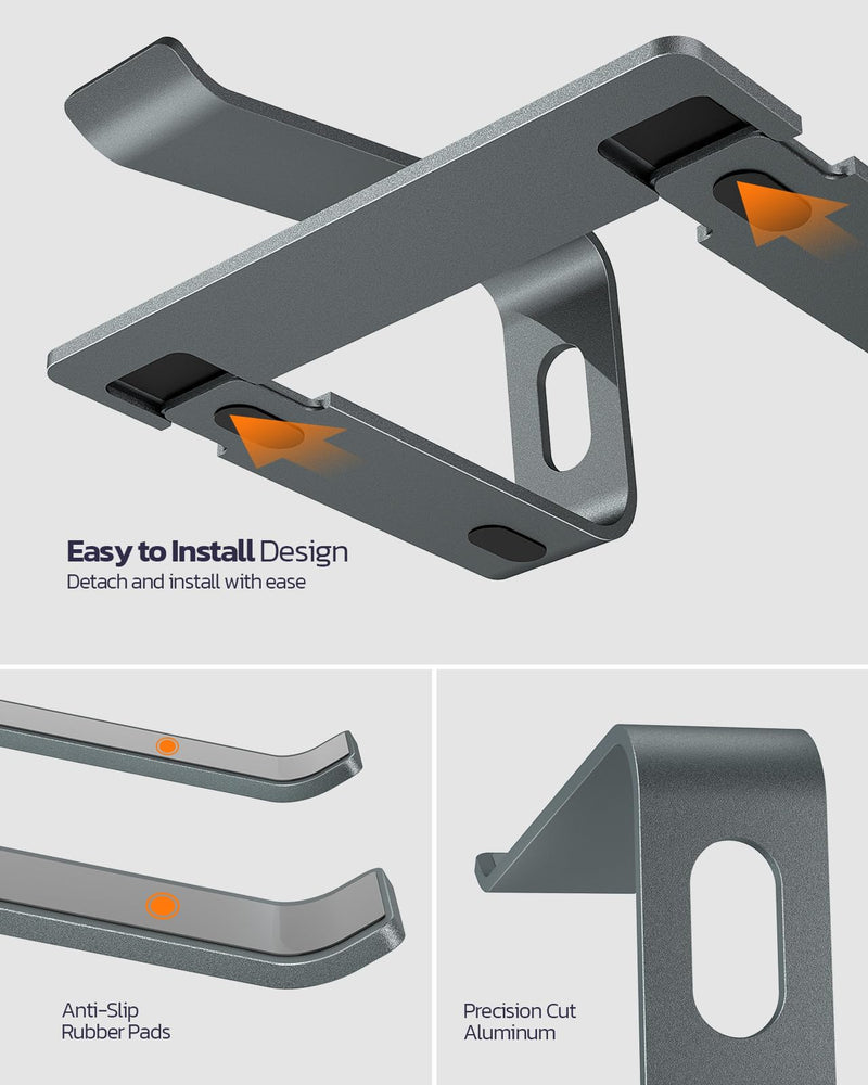 Nulaxy Fully Aluminum Detachable Laptop Stand, Ergonomic Ventilated Cooling Laptop Holder Computer Riser for Desk, Anti-Slip Design Notebook Stand Compatible with All 10-16" MacBook/Dell XPS/HP/Lenovo A-Grey
