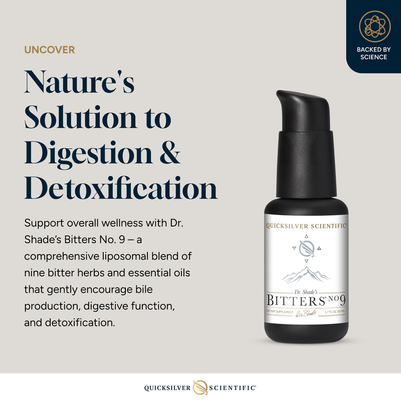 Quicksilver Scientific Dr. Shade's Bitters No. 9 - for Digestion - Fast Acting Liposomal Digestive Bitters with Milk Thistle, Burdock Root & Juniper Essential Oil - Digestive Support (50ml)