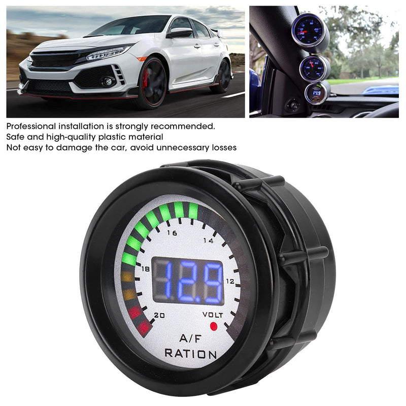 KIMISS Air Fuel Ratio AFR Gauge Kit, 52mm Car Air Fuel Ratio Gauge LED Blue Digital for 12V 4/6/8 Cylinder Gasoline Vehicle