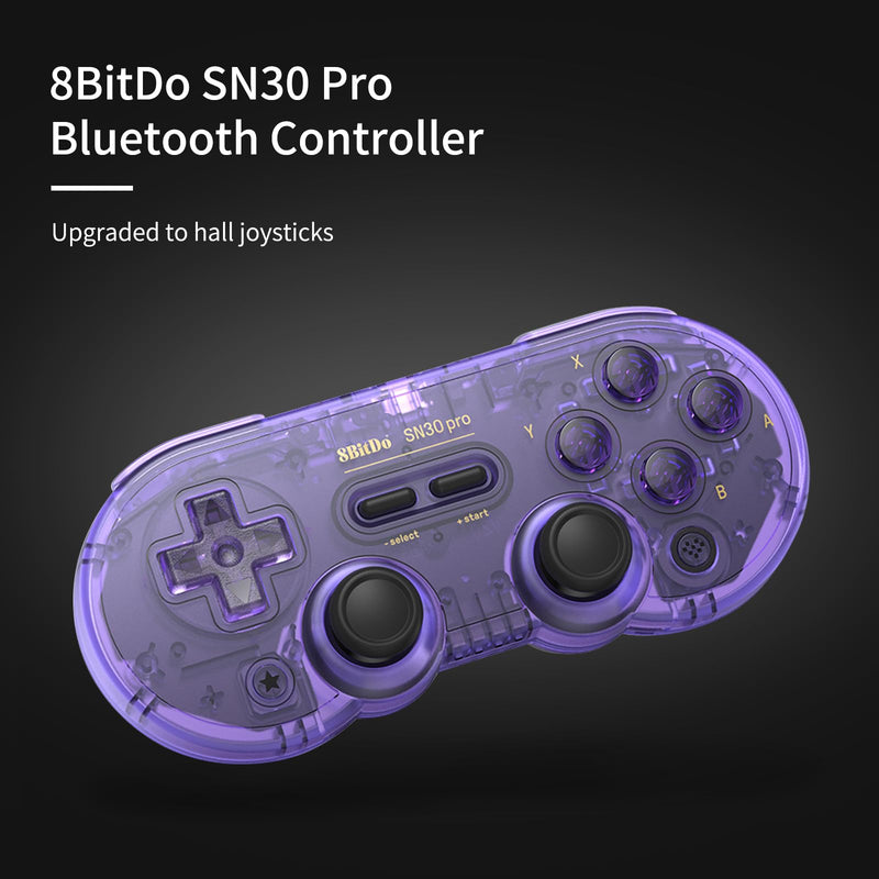 8Bitdo SN30 Pro Wireless Bluetooth Controller, Hall Effect Joystick | Rumble Vibration USB-C Cable Gamepad Compatible with Switch/Switch 2,Windows, Mac OS, Android, Steam - Crystal Purple