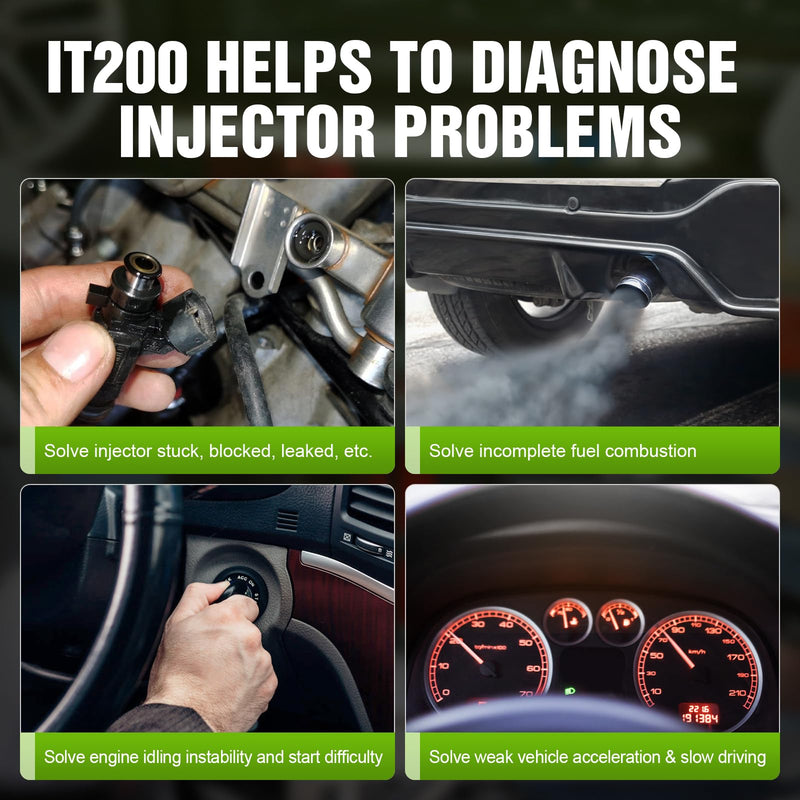 JDIAG Universal Fuel Injector Tester Cleaner Kit - 4 Preset & 1 Custom Mode, Test 2 Injectors Simultaneously, DIY Cleaning Tools with Dedicated Fuel Injector Connectors, 12V/5V Output Power