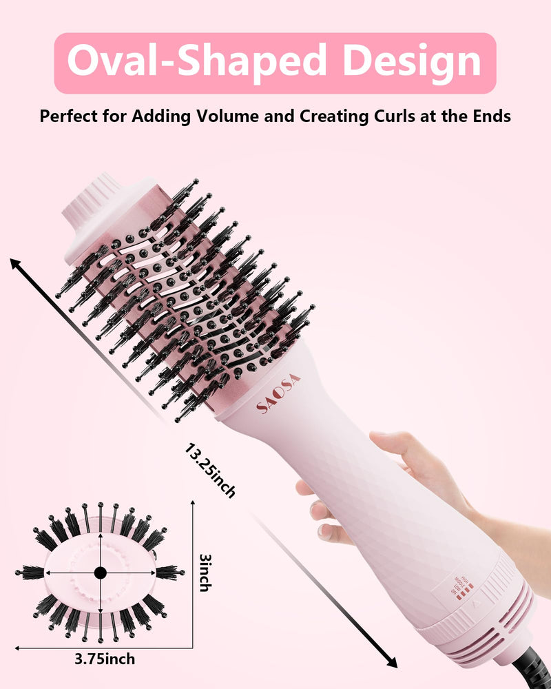 SAOSA Hair Dryer Brush Blow Dryer Brush in One, 4 in 1 Hot Air Brush & Volumizer with Negative Ion Anti-frizz Ceramic Titanium Barrel, UK Plug