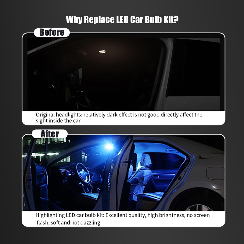 Pack-24 Car LED Bulb Kit Set, T10 31 mm 42 mm Interior Car Lights Bulbs Dome Light, Festoon Bulbs LED Replacement Bulbs for Car Dome Map Door Courtesy License Plate Lights (Blue) 24 PCS Blue