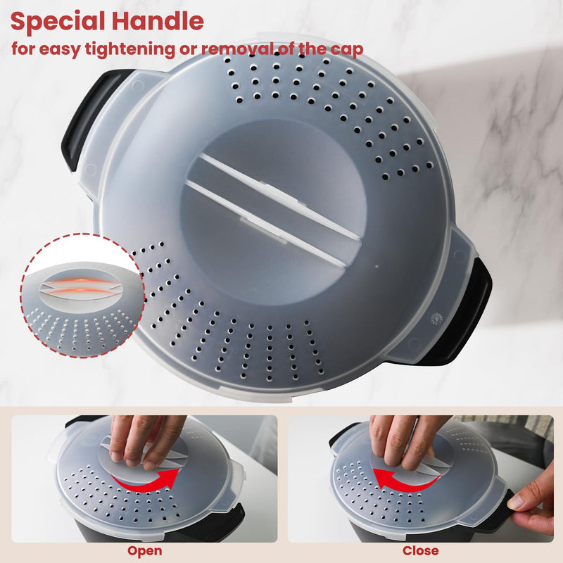 Large Microwave Cookware Steamer 2 Quart - AJXX Micro Cookware Vegetable Steamer for Cooking, Microwave Cooker with Food Container, Removable Filter and Lockab - BPA Free, Dishwasher Safe