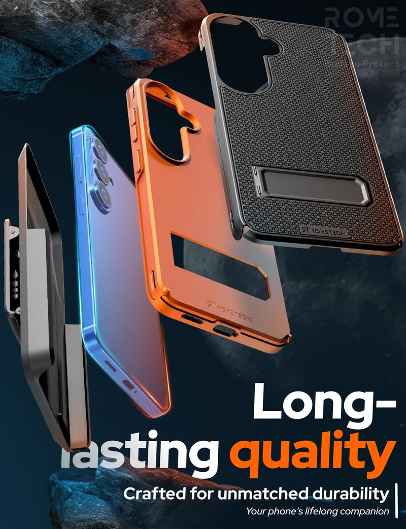 Designed for Samsung Galaxy S26 Case with Belt Clip Holster | Rugged Cover with Strong Magnet & Kickstand Heavy Duty Combo - Black & Orange