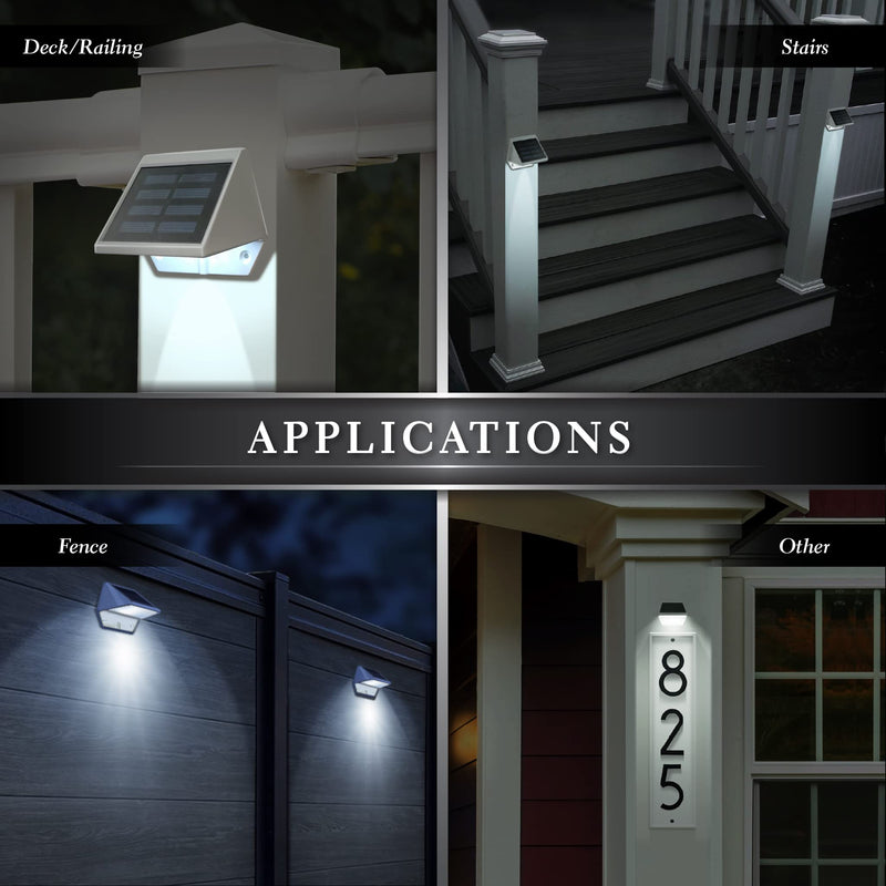 Classy Caps Solar Deck & Wall Lights, Model SL179, White - High Performance, Energy Efficient, Weather-Resistant, Durable Cast Aluminum, Outdoor Solar Lights, Durable Design, Easy Installation 3.5 x 2.5 x 3