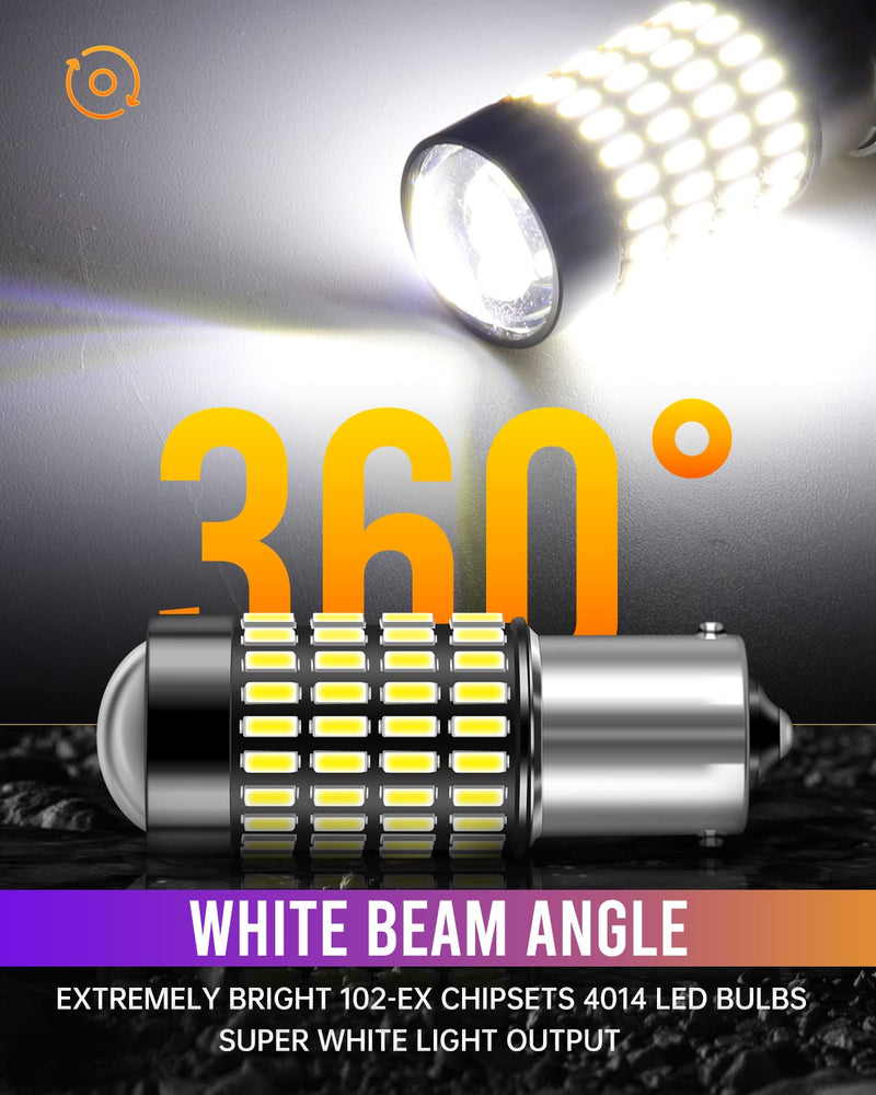 LUYED 1156 1141 LED Bulb 3400 Lumens Extremely Bright 1003 7506 BA15S P21W LED Light Bulbs for Backup Reverse Tail Turn Signal Lights,Xenon White,Pack of 2 1156/1141 Xenon White