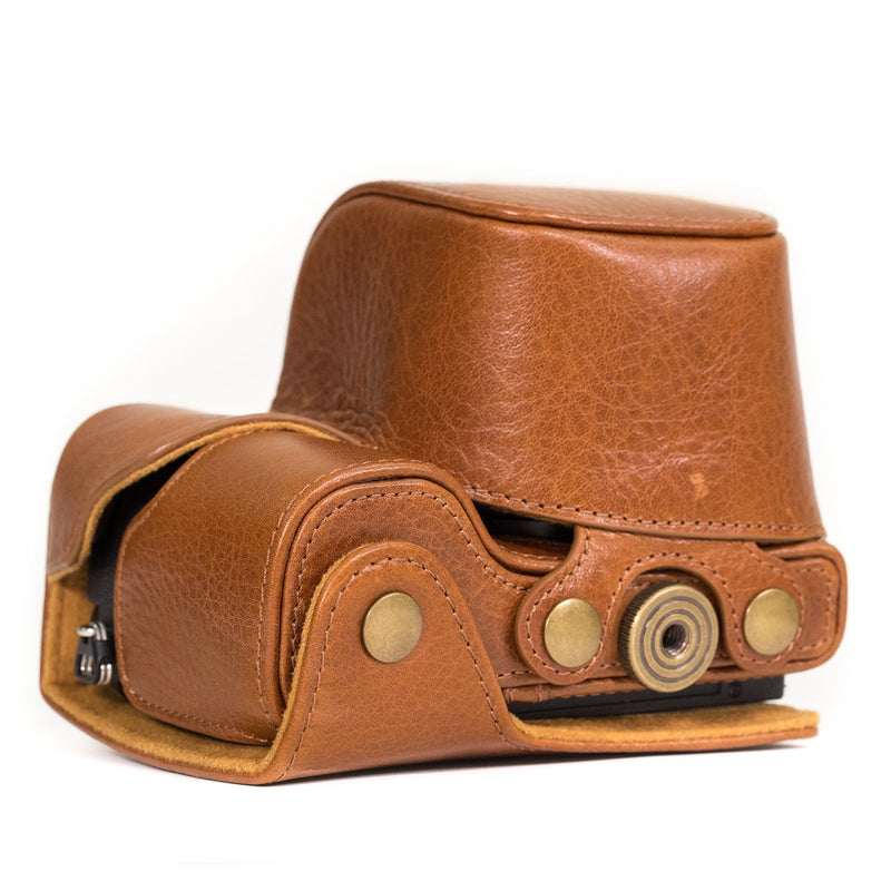 MegaGear MG560 "Ever Ready" Genuine Leather Camera Case, Bag for Sony Alpha A6000 , A6300 with 16-50mm (Light Brown) One Size Light Brown