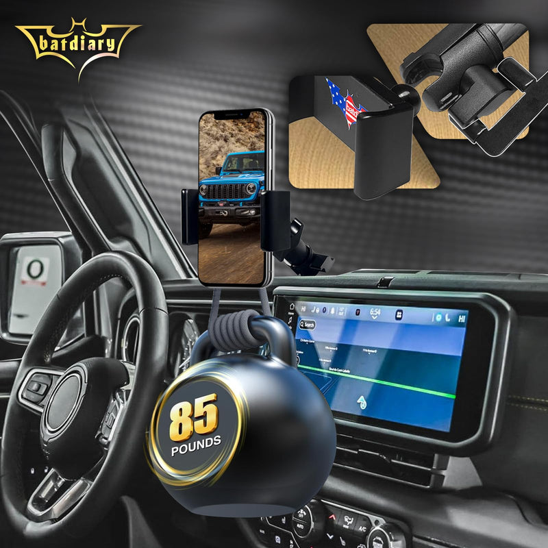 for 2026 2025 Jeep Wrangler 4xe Gladiator Alloy Phone Mount Compatible with 2024 2025 2026 Jeep Wrangler JL 4xe & Gladiator Accessories Metal Cell Phone Holder Dash Platform Mount (Driver)