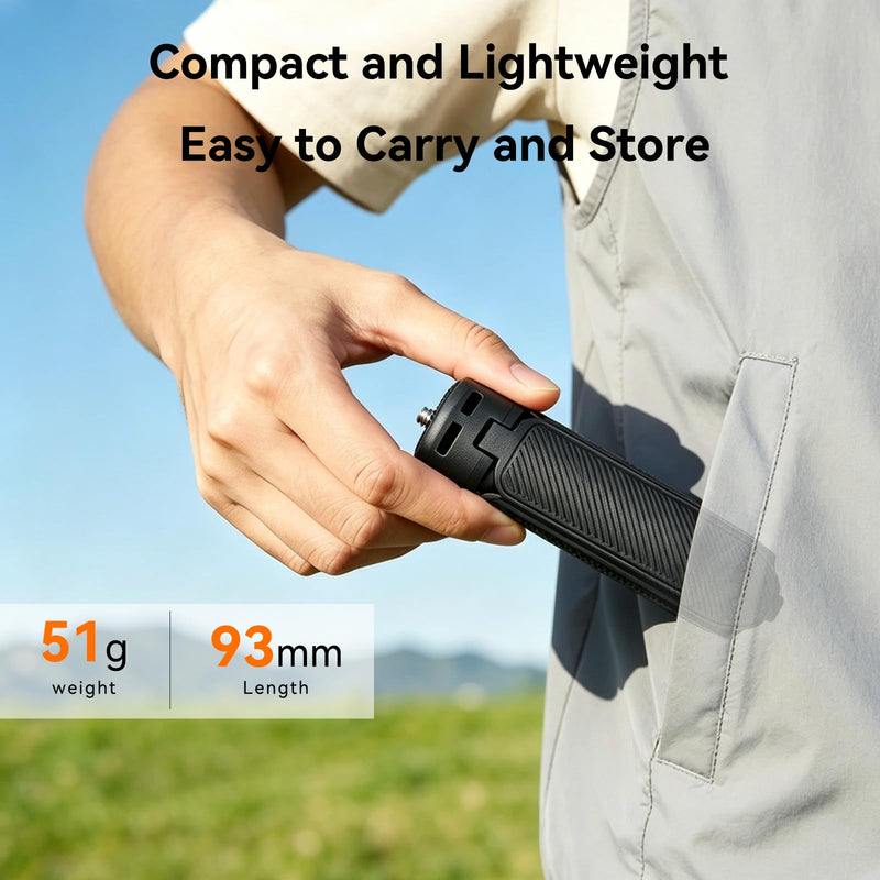 2-in-1 Mini Tripod Handle, One Click Open Stand with Universal 1/4" Screw | Fits DJI Osmo Pocket/Action, Insta360 X5, GoPro & Phones; 51g Lightweight, 120° Anti-Slip Legs, Sync Fold, Pocket Portable