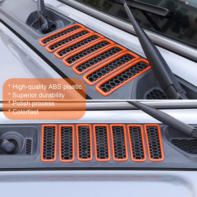 Bonbo Hood Vents & Engine Hood Hinge & Side AC Vent Outlet Trim Exterior Accessories fit for Jeep Wrangler JL JLU Sports Sahara Freedom Rubicon Unlimited Gladiator JT 2018-2023 11PCS (Orange) Orange