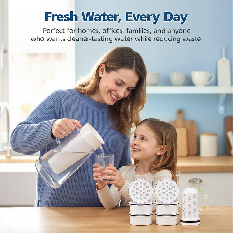 Water Pitcher Filter Replacement for LifeStraw Home, 7 Pack Water Filter Compatible with LifeStraw Home Dispenser and Pitcher Systems,1 Membrane Micro Filter& 6 Activated Carbon Filters 1-Year Supply