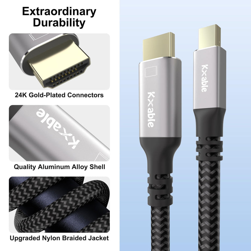 4K Mini DisplayPort to HDMI Cable 20FT, [4K@60Hz, Gold-Plated Plugs, Aluminum Shell, Nylon Braided], Mini DP to HDMI Cord, Compatible with MacBook Air/Pro, Surface Pro, Monitor, Projector and More 20 Feet