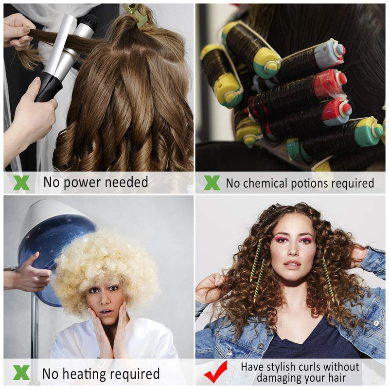 60Pcs Plastic Spiral Rollers Spiral Curlers Spiral Hair Rods Multicolored for Women Girls