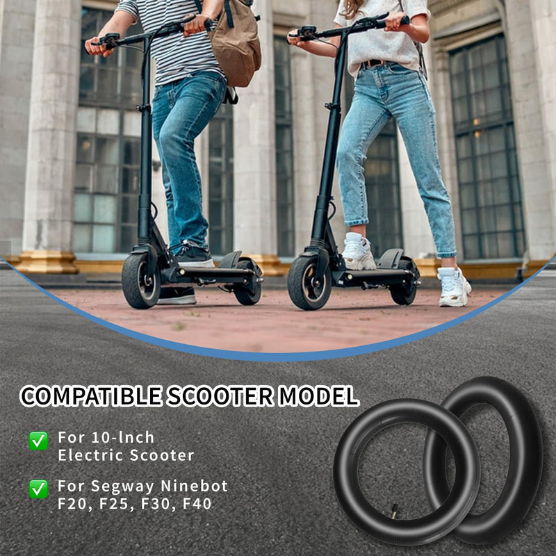 10 x 2.125 Scooter Tire Inner Tube, 10 inch Tires Replacement, for Segway Ninebot F20, F25, F30, F40 Electric Scooter [Thickened] [Valve Extension] [Tire Levers] (2 Pack)