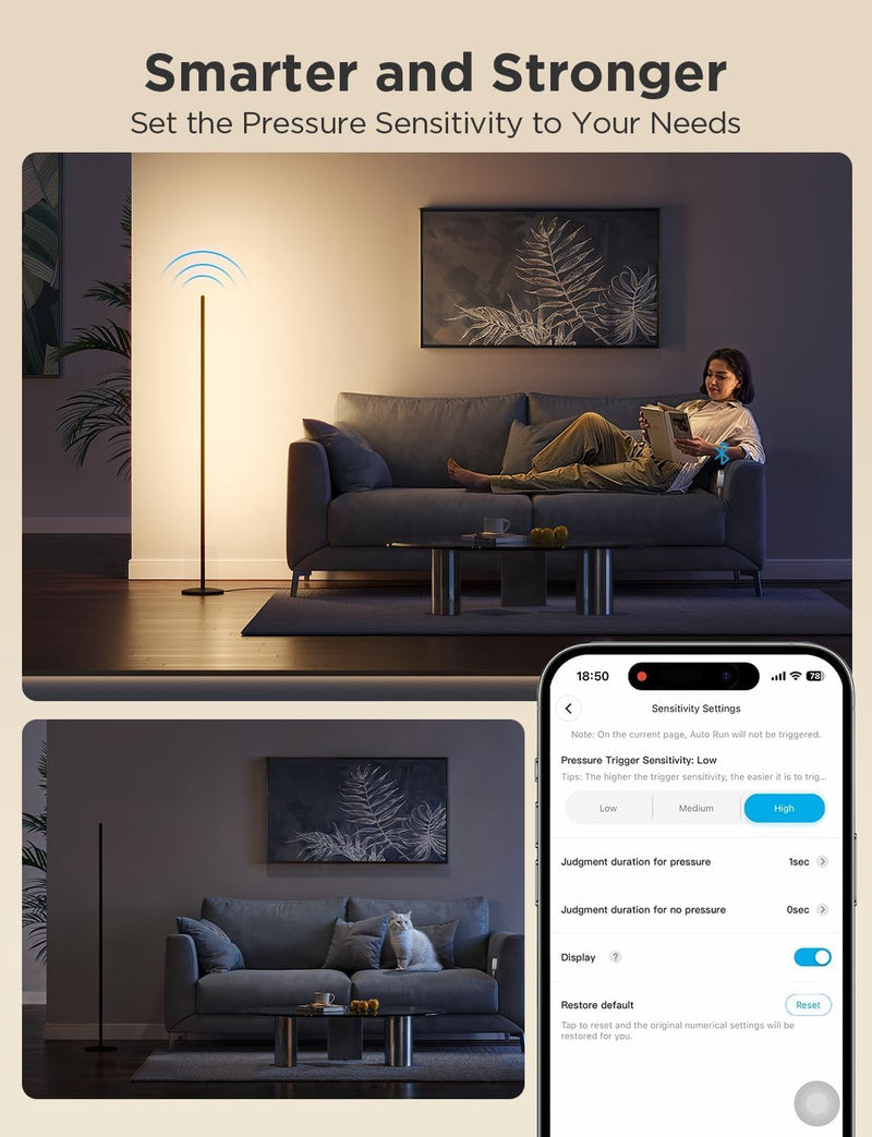 GoveeLife Smart Pressure Sensor 2.0, Features Upgraded Automatic Pressure Detection, Long Strip Pressure Sensor, 197ft Long-Range Connection, APP Control, for Beds, Couches and Chairs