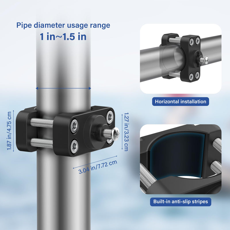 Aluminum Alloy Adjustable Transducer Pole Mount Vehicle Mounts Compatible with Lowrance Eagle Eye 9 Sensor, Fits Various Rod, Easy Installation-Adjustable Clamp Style for 1" to 1.5" Pole