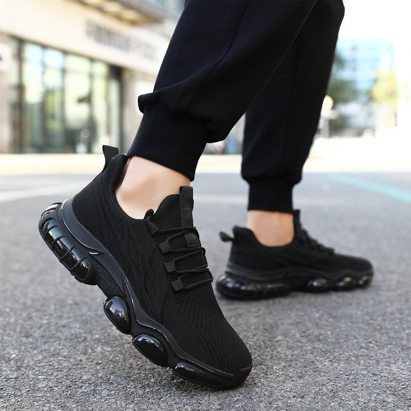 Men's Running Shoes Walking Sneakers Breathable Non Slip Fashion Casual Sport Shoe with Air Cushion Sole Gym Training for All-Day Comfort 10 All_black
