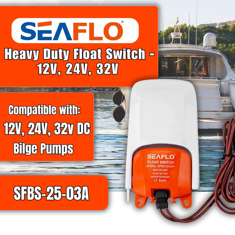 SEAFLO 03-Series Heavy Duty Bilge Pump Float Switch for 12V, 24V, 32V