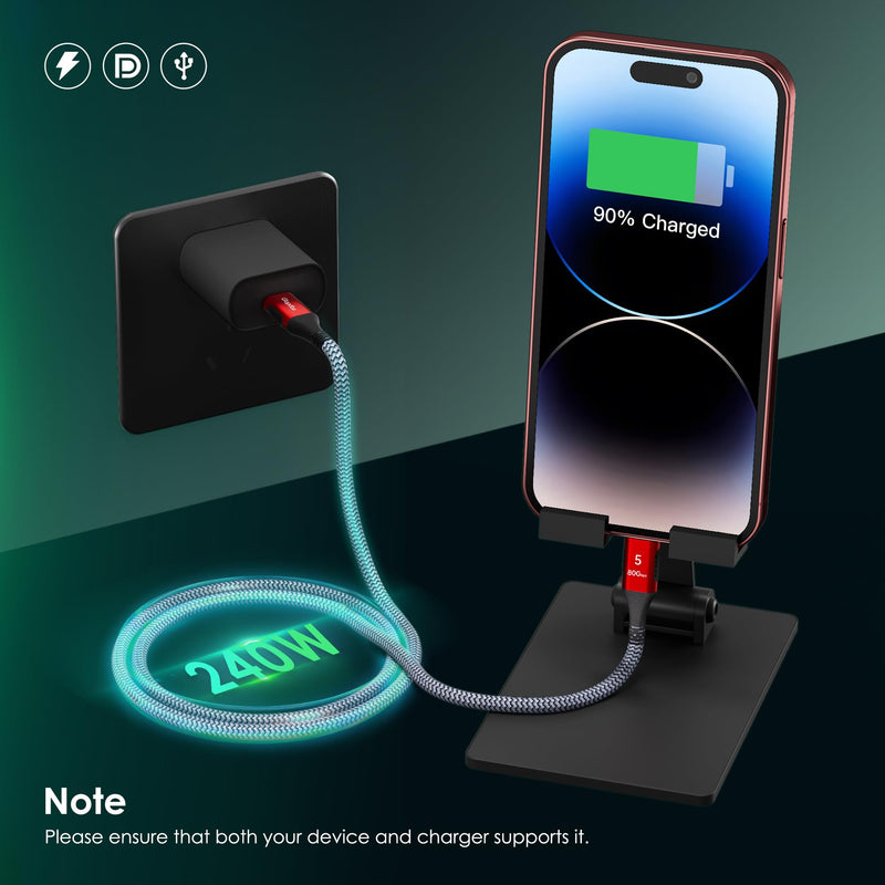 Thunderbolt 5 Cable 10FT Compatible, 80Gbps, 120Gbps BW, PD 240W, 8K@165Hz, 4K@540Hz, USB4 2.0 USB C Display Cable for Thunderbolt 4/5, iPhone 17, SSD, Mac mini M4 / M4 Pro, MacBook Pro M4 M5