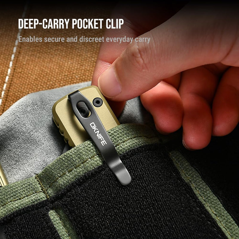 OKNIFE U1 Ultra Pocket Folding Utility Knife with Ceramic Blade, Lightweight O-Aluminum Handle Box Cutter with Clip, Button Lock Pocket Knife for Men Women (Olive Green) Olive Green