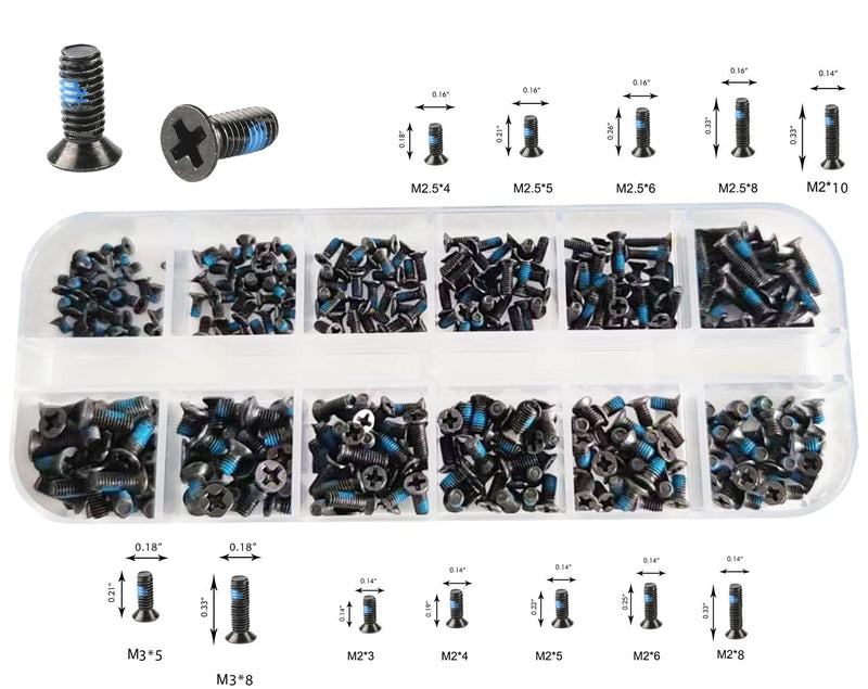 Easycargo Laptop Screws, Blue Nylon Self Locking Replacement Screw Assortment Kit, 240pcs 20-Sizes M2 M2.5 M3 for Lenovo Toshiba Gateway Samsung HP MSI IBM Dell Sony Acer Asus Hard Disk SATA SSD M.2
