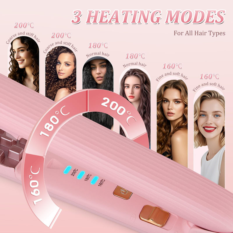 Hair Crimper for Women, Crimping Iron Hair Crimper with 3 Gear, Auto Shut Off & Negative Ion for Long-Lasting Root Volume Fluffy Hairstyle