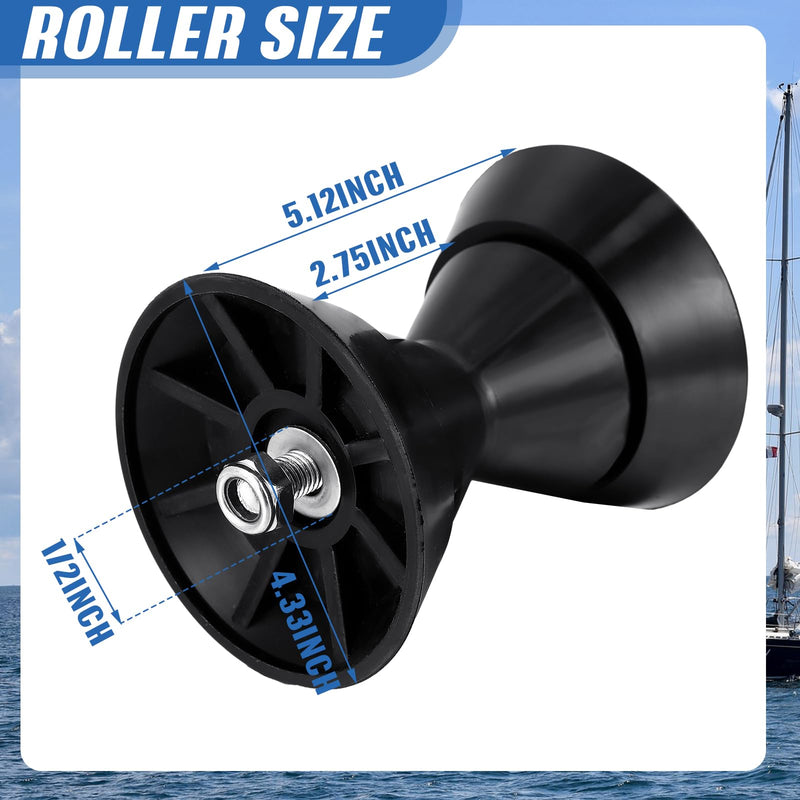 DaisyInner 2 Pcs 3” Boat Trailer Roller Rubber Bow Set 3" Boat Trailer Roller Assembly with End Bells 1/2" Shaft, V Style Bow Stop Fits 3" Bracket with 1/2" Shaft Black