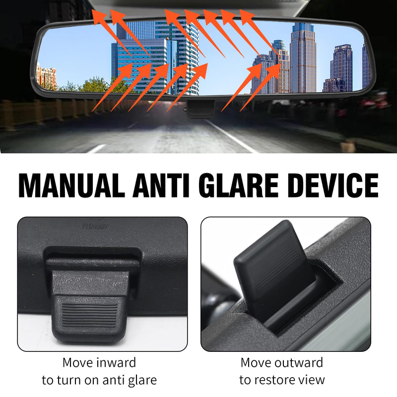 8201010F01AC 10.5" Universal Rear View Mirror, Interior Rearview Mirror Kit Replacement for Hevrolet Ford Toyota Nissan Jeep Honda Subaru Hyundai Kia Mazda Buick and More