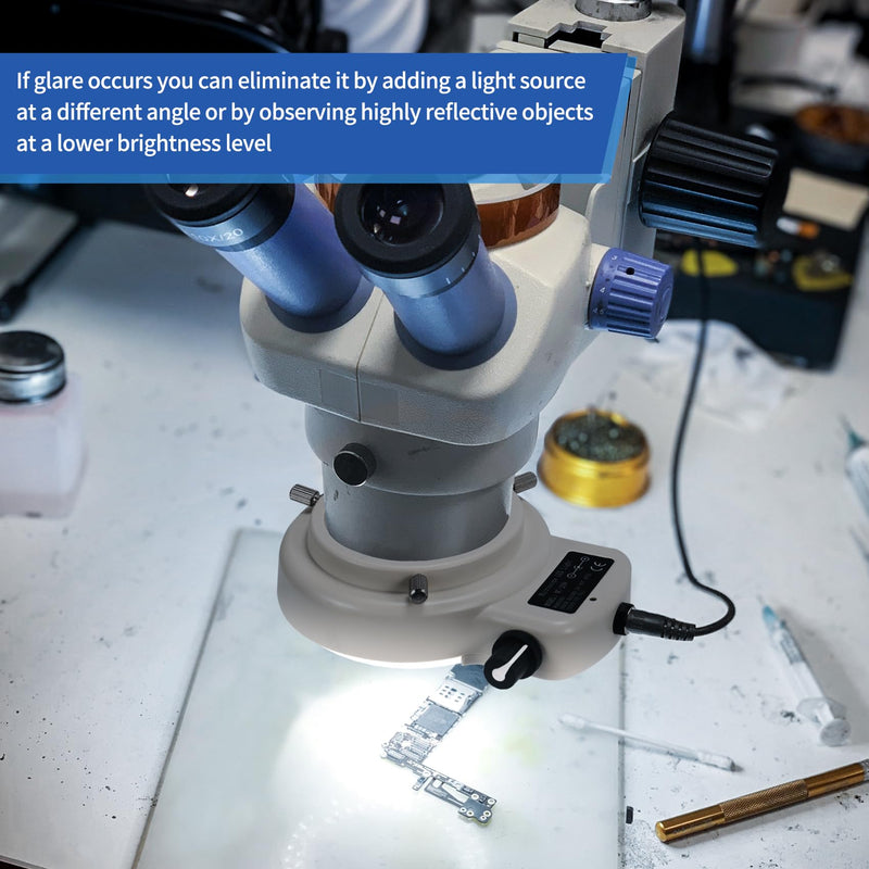 Annhua Microscope Light Source 144 LED Non-Flashing Microscope Ring Light with Adjustable Illuminator and Protective Cover for Microscopes, Camera and Mini Lathe - White