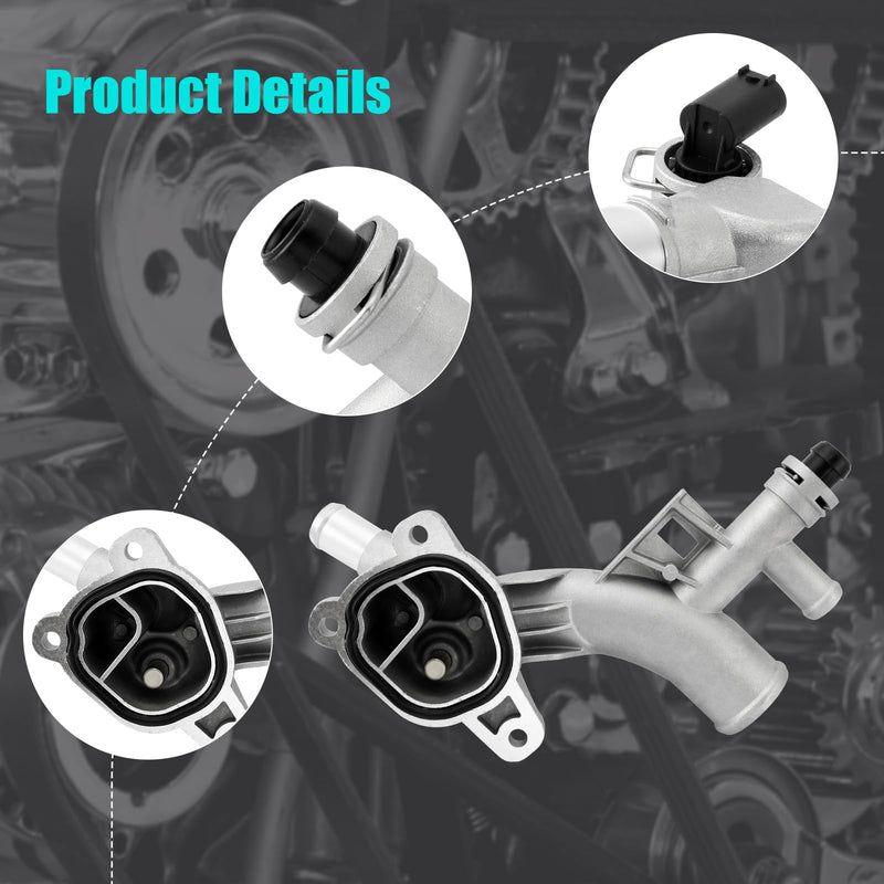 25193922 Aluminum Engine Coolant Thermostat Housing Water Outlet (1.4L L4) for Chevrolet Cruze 2011-2016, Cruze Limited 2016, Sonic 2012-2020, Trax 2013-2020, for Buick Encore 2013-2019