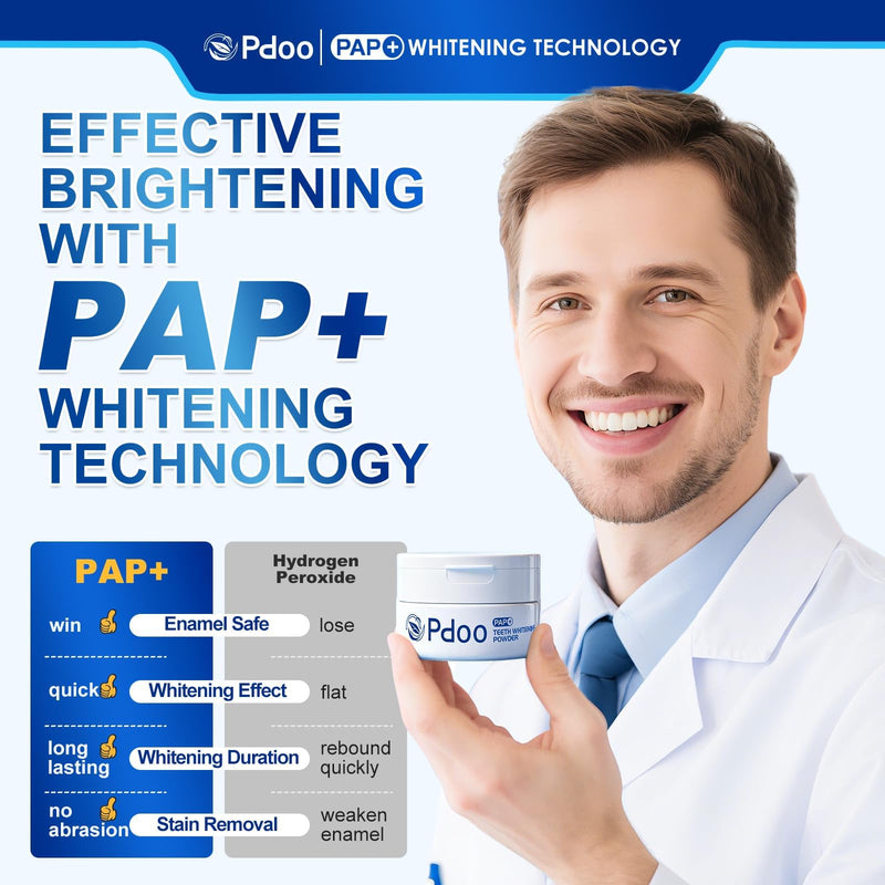 Blue Teeth Whitening Powder 50g - Brightening Tooth Powder for Instantly Whiter Smile, Natural Mint Flavor, Removes Coffee & Wine Stains, for Sensitive Teeth, Enamel Safe, Fluoride Free, Vegan Blue 1.8 Ounce (Pack of 1)