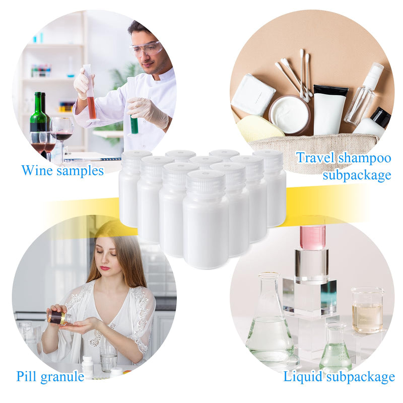 Zhehao 30 Pcs 4 oz Sample Bottle with Cap Wide Mouth Reagent Bottle Plastic Hdpe Jar with Lid Empty Sealed Leakproof Container for Water Oil Lab Classroom Home(Translucence) Translucence