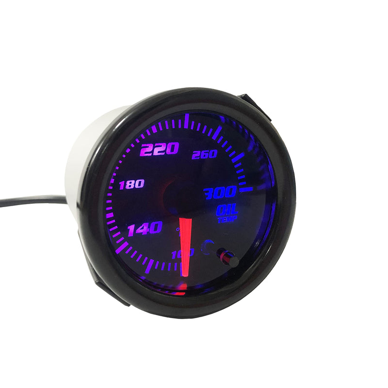 2" Oil Temp Gauge 7 Color Tinted 52mm Temperature Meter 100-300℉ Fahrenheit Includes Electronic Thread 1/8 NPT Sensor