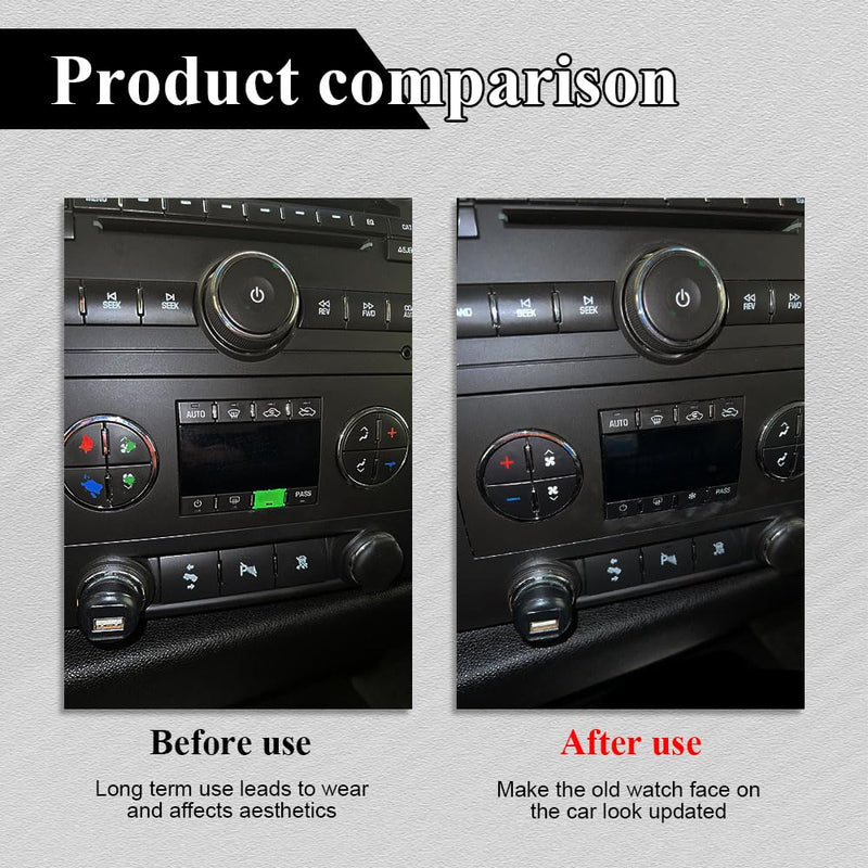 4PCS AC Dash Button Repair Kit, Automotive Dash Gauge Accents, Replacement AC Dash Button Sticker Repair Kit, Car SUV Accessories Automotive Decals for Fixing Ruined Faded A/C Control Buttons (4PCS) 4pcs