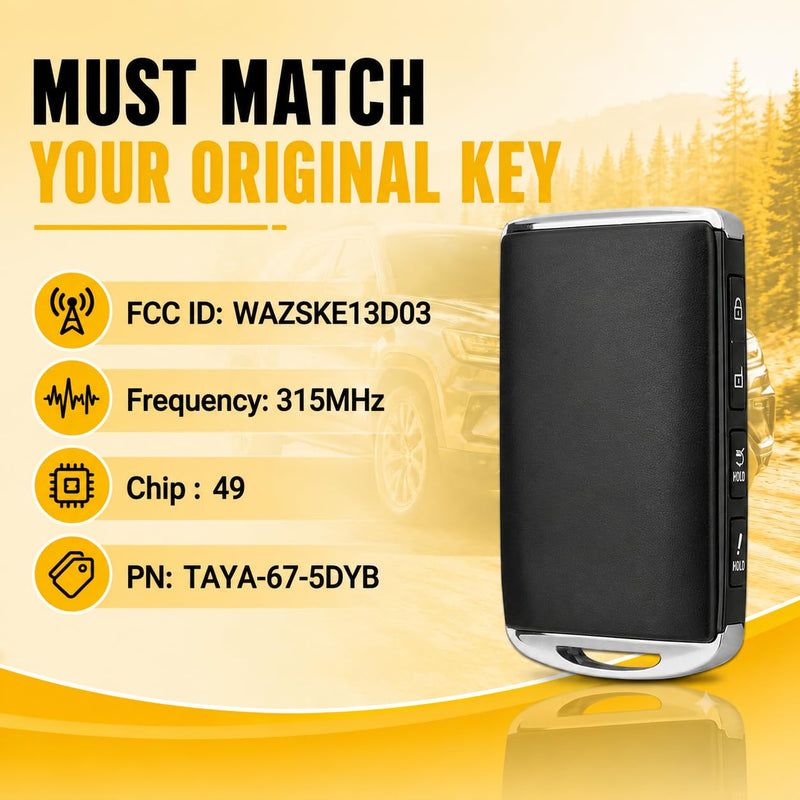 Keyless Entry Remote Key Fob Replacement Fit for Mazda 3, CX-50, CX-30 | WAZSKE13D03 TAYA-67-5DYB 315MHz 49 Chip 4 Button
