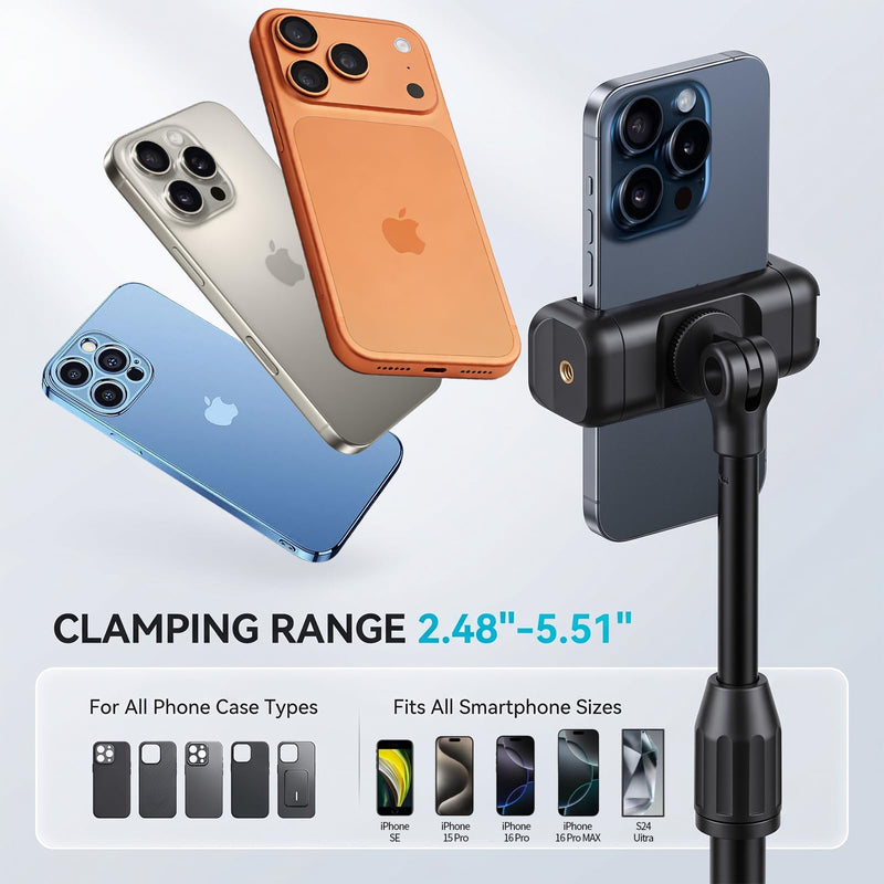 Webcam Stand for Desk with Phone Holder, Table Telescopic Camera Tripod, Webcam Mount Compatible with Logitech Webcam C922 C930e C920S C920 C615 C960 C920x BRIO 4K NexiGo N60, 1/4'' Thread